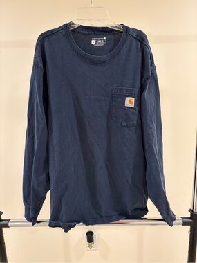 Carhartt Navy Loose Fit Crewneck Long Sleeve Tee